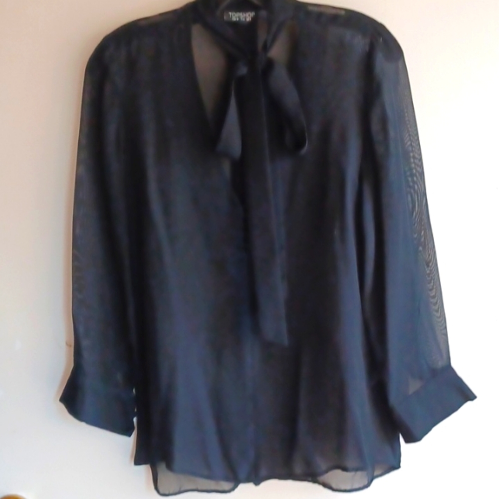 TOPSHOP BLACK BLAUSE Size 4 - Picture 1 of 6